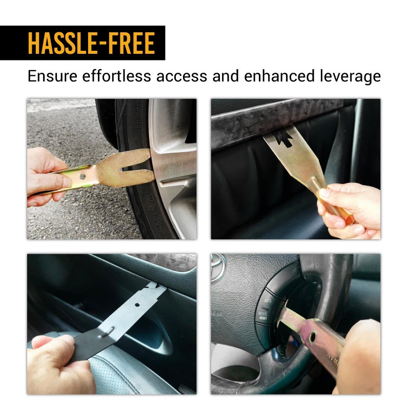 EWK 4 Pcs Metal Trim Removal Tool Set, Car Door Panel Clip Puller, Audio Board, Windows Pry Kit - Image 3